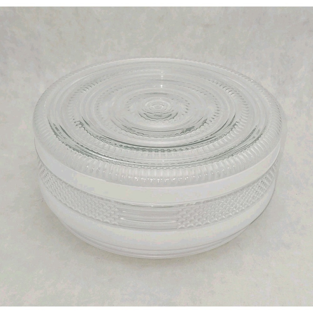 MCM Round Clear White Diamond Glass Flush Mount Ceiling Light Shade 7 7/8" Fit